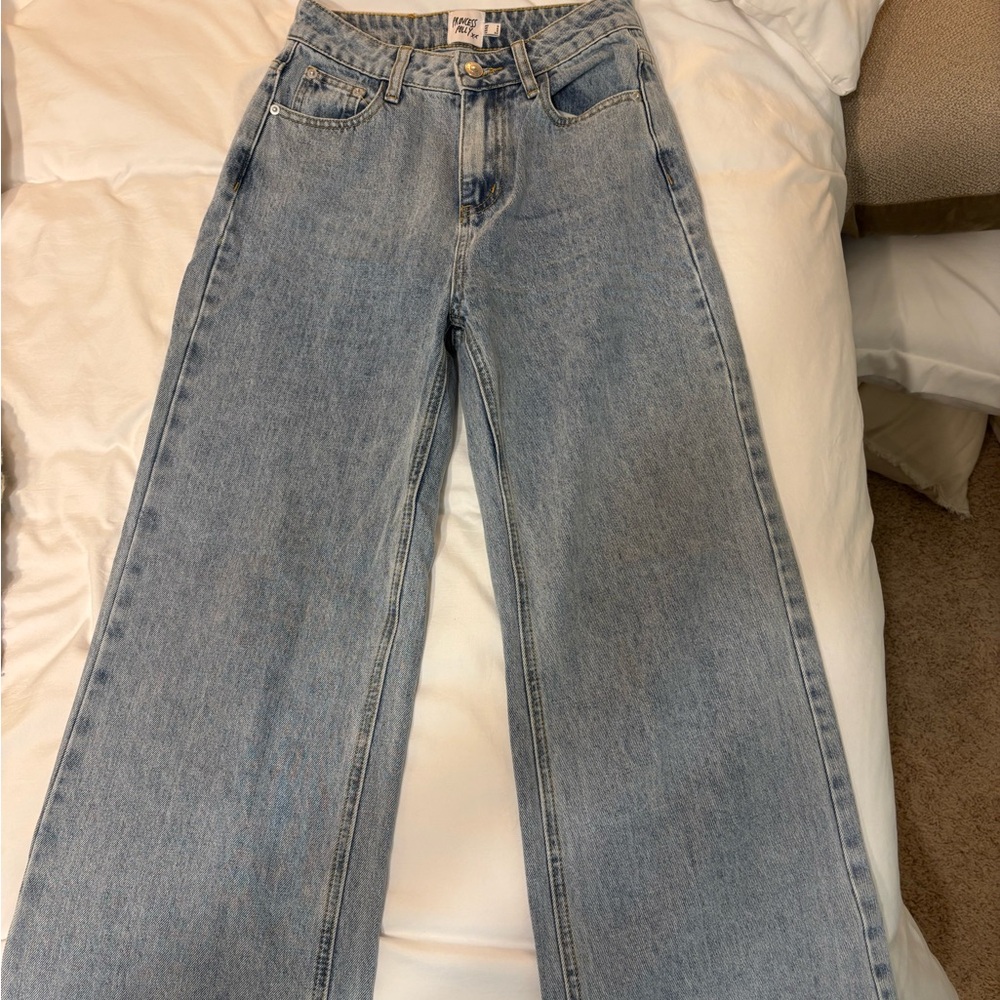 Princess Polly Light Blue Flare Jeans